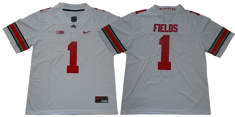 Men Ohio State Buckeyes #1 Fields White Nike NCAA Jerseys->ncaa teams->NCAA Jersey